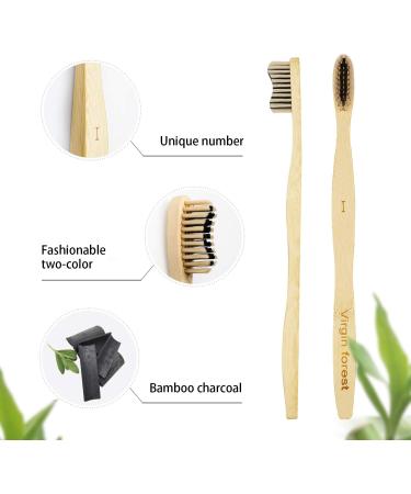 Eco-Friendly Bamboo Toothbrush Set - 6 Biodegradable Wooden Brushes with Soft Bristles | Large Handle Two-Color Design - Buy Online on GoSupps.com