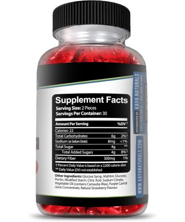 Kaya Naturals Fiber Gummies (60 Count) for Men and Women | High Fiber Supplement for Digestive & Gut Health | Immunity Boost | Dietary Fiber Gummies - Buy Online on GoSupps.com