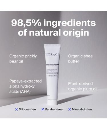 HORACE Rich Face Moisturiser for Men - Hydrating Cream with Organic Prickly Pear Oil and Shea Butter - Moisturising Skincare for All Skin Types - Unscented 75 ml - Buy Online on GoSupps.com