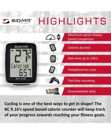 Buy Sigma Sport Bicycle Computer BC 9.16 - 9 Functions Wired Speedometer Maximum Speed Black | Best Price & International Shipping - Buy Online on GoSupps.com