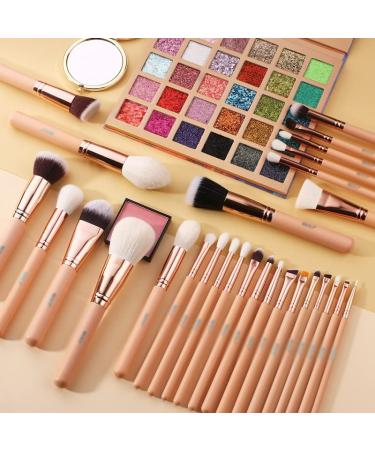 Buy Pink Makeup Brushes Set - Powder Foundation Blush & Eyeshadow - 100% Natural Hair - International Shipping Available - Buy Online on GoSupps.com