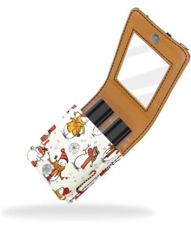 Buy Cute Cartoon Snowmen Leather Lipstick Case - Mini Organizer with Mirror - Perfect Lip Gloss Holder for International Shipping - Buy Online on GoSupps.com