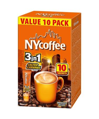 NY Coffee 3in1 Salted Caramel Coffee Sachets 140g (10 Sachets) - Box of 10 (Total 100 Sachets)
