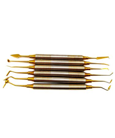 Lmeili 6pcs Dental Composite Filling instruments Restoration Platzung Contouring Head filler thick grip restoration set dental tool set yellow