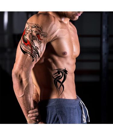 Large Dragon Temporary Tattoo Stickers - Set of 10 Sheets for Men, Women, and Teens - Realistic Black Tribal Totem Dragons - Body Art Sleeve Tattoos - Buy Online on GoSupps.com