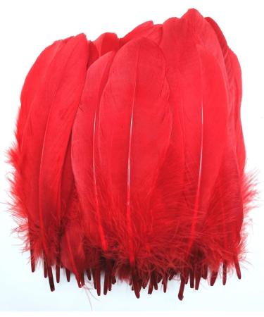 100pcs Red Goose Feathers 6-8 Inch - Ideal for Crafts, Wedding Decor, Clothing Accessories - Buy Online on GoSupps.com