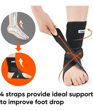 NEOFECT Drop Foot Brace Black Left - AFO Foot Drop Brace for Walking, Stroke Recovery Equipment - Adjustable Ankle Brace - Buy Online on GoSupps.com