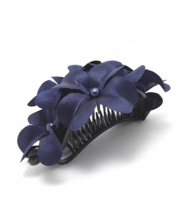 Meilliwish Flower Fabric Ponytail Holder Banana Hair Clip (H29)(Dark Blue) - Buy Online on GoSupps.com