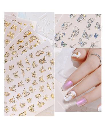 8 Sheets Gold Butterfly Nail Art Stickers | 3D Luxury Decals for Designer Nails - Women's DIY Nail Decoration Supplies - Buy Online on GoSupps.com