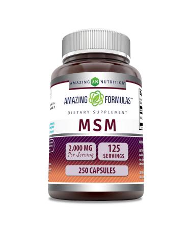 Amazing Formulas MSM (Methylsulfonylmethane) Supplement | 2000 Mg Per Serving | Capsules | Non-GMO | Gluten Free | Made in USA (250 Count | 1 Pack)