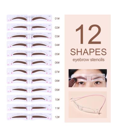 Shop Eyebrow Stamp Stencil Kit | 12 Reusable Stencils & Waterproof Powder - Long-Lasting Natural Brown Shade - Buy Online on GoSupps.com