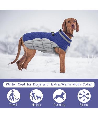 Kuoser Waterproof Dog Coat - Cozy Fleece-Lined Winter Jacket for Small & Medium Dogs | Cold Weather Pet Clothing L Blue - Buy Online on GoSupps.com