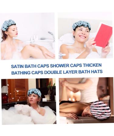 Kid's Double Layer Satin Shower Cap Set - Healeved 4pcs Thick Girl's Shower Cap Bonnet | Large Bath Cap for Girls | Elastic Bathing Cap for Kids - Buy Online on GoSupps.com