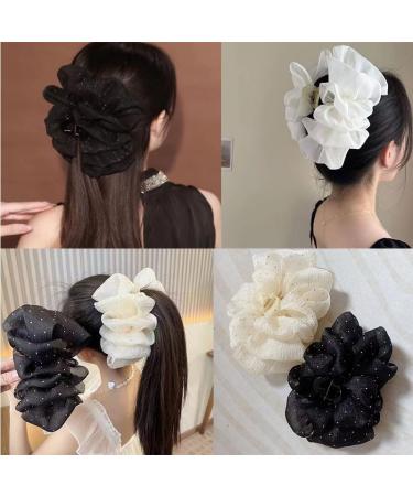 Bow Bubble Clip Large Mesh Bubble Bow Hair Jaw Clip Large Claw Clips for Thick Hair Elegant Hair Styling Accessories (Black 2 Set) Black 2 Set - Buy Online on GoSupps.com