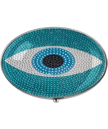 Retro Blue Lucky Amulet Evil Eye Art Photo Painting Pill Box - Charm Pill Box - Glass Candy Boxt 40 Silver