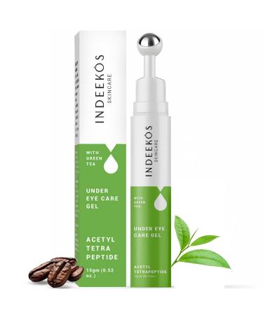 INDEEKOS Under Eye Gel Cream Reduces Dark Circles Puffiness Dryness Wrinkles and Fine Lines Glow Booster With Caffeine and Green Tea Ideal for Men and Women For All Skin Types-15gms Vegan