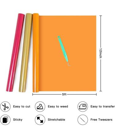 HTVRONT 12 Pack Heat Transfer Vinyl Bundle - 12x5' Rolls for Cricut & Cameo, Easy to Cut & Weed Iron-On HTV Vinyl - Buy Online on GoSupps.com