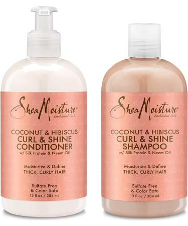 Shea Moisture Shampoo and Conditioner Set  Coconut & Hibiscus Curl & Shine  Curly Hair Products with Coconut Oil  Vitamin E & Neem Oil Provides Frizz Control  13 Fl Oz Each - Buy Online on GoSupps.com