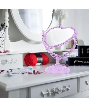 2 Pack Heart Mirror - Double-Sided Rotatable Cosmetic Mirror for Girls Bedroom (Pink & Purple) - Buy Online on GoSupps.com