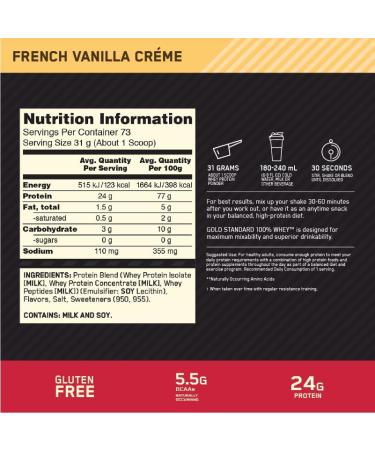 Optimum Nutrition Gold Standard 100% Whey Protein Powder French Vanilla Creme 2.27 Kg Medium - Buy Online on GoSupps.com