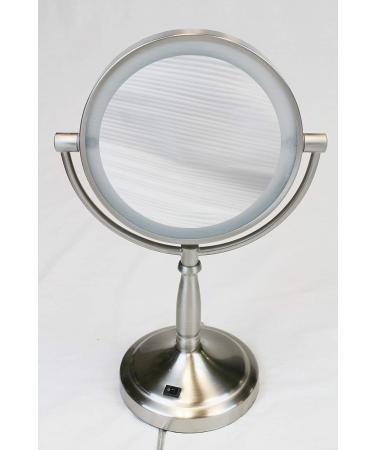 Double Sided LED Makeup Mirror with Brushed Nickel Finish - 1x/5x Magnification | Hospitality Source - Buy Online on GoSupps.com