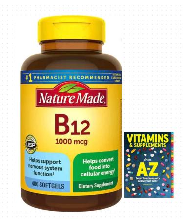 Nature Made Vitamin B12 1000 mcg Dietary Supplement for Energy Metabolism Support 400 Softgels 400 Day Supply+Better Guide Vitamins Supplements