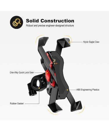 Visnfa Bike Phone Mount - Stable Cradle Clamp with 360 Rotation for iPhone Android GPS - Fits 3.5 to 6.5 inch Devices - Buy Online on GoSupps.com