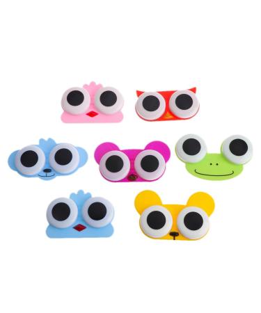 Baxixingyunmu Presbyopian lens 1 pieces of sweet cartoon 3D big eyes contact lenses Box Case owl frog animal shape contact lens container