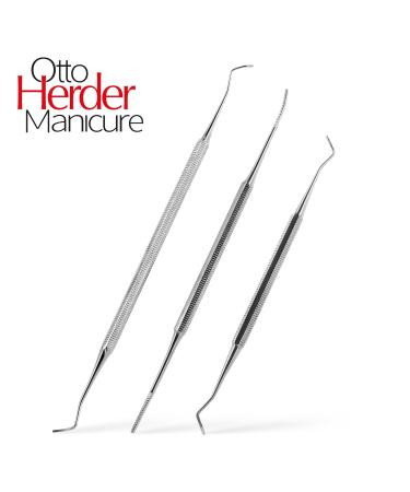 Otto Herder 3-Part Feusspflege Instruments Set - 2 Corner Lifters (17cm & 12.8cm) & Curved/Straight Corner File (15cm) for Optimal Foot Care - International Shipping Available - Buy Online on GoSupps.com