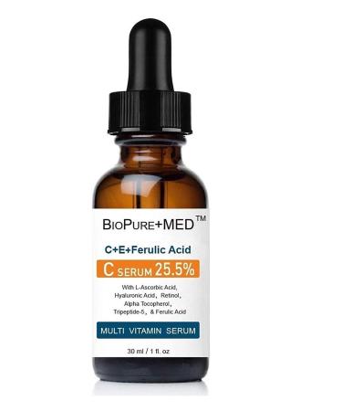 BioPureMED 25% Vitamin CE+Ferulic Acid Serum for Face: Anti Wrinkle Serum with Tripeptide-5, Retinol 22, Hyaluronic Acid Best Organic Korean Skin Care Formula Vitamin C Serum/Face Moisturizer (1 BOTTLE) 1 Fl Oz (Pack of 1) - Buy Online on GoSupps.com