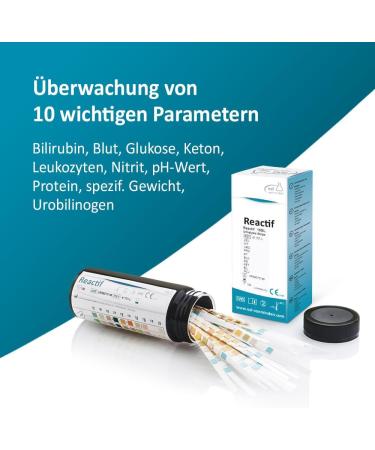 Reactif Health Test: 100 Urine Test Strips for 10 Parameters | Fast Urinalysis & Color Scale - Buy Internationally - Buy Online on GoSupps.com