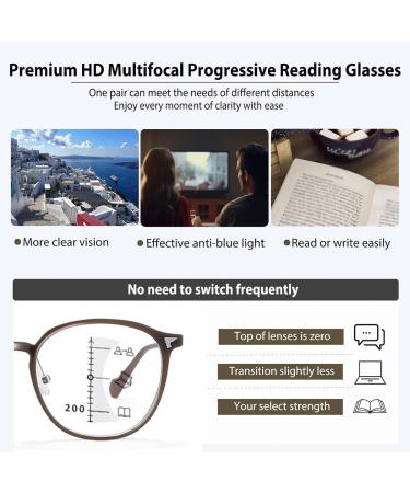 Fashion Blue Light Blocking Reading Glasses for Men Women Oversized Round Progressive Multifocus Computer Readers(Grandeur:2.5x) - Buy Online on GoSupps.com