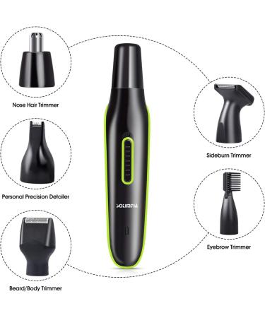 Nose Hair Trimmer Rechargeable 5 in 1 Nose Trimmer for Men Women Electric Ear Hair Trimmer/Beard Trimmer/Sideburn Trimmer/Precision Detailer Stainless Steel with Intelligent Anti-Pinch Technology Black - Buy Online on GoSupps.com