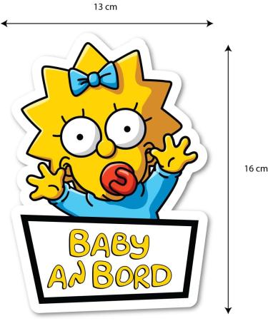 Baby on Board Sticker - Maggie Simpson 13x18cm Vinyl Car Decal | Easy to Stick Baby Safety Sign - Buy Online on GoSupps.com