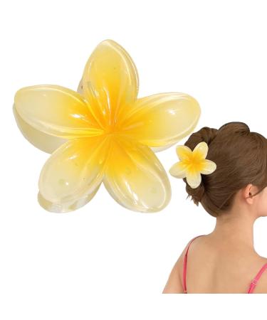 Flower Hair Clip - Hawaiian Claw Clips for Hair | Plumeria Hair Clip Large Claw Clips | Non-Slip Flower Claw Clips Strong Hold | Colorful Flower Hair Clips for Women Girls with Thin or Thick Hair Yellow