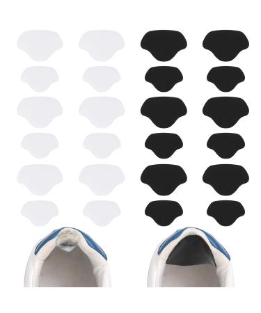 12 pairs of heel protection for shoes two sizes shoe heels repair patch heel cushion Sneaker Self-adhesive shoe interior heel for leather or sports shoes (black white) black white