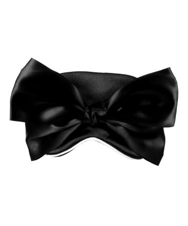Healvian Cute Bow Eye Mask Comfortable Sleeping Eye Cover Soft Silk Night Eye Shade Cover with Elastic Strap for Girls Home Travel Airplane Black