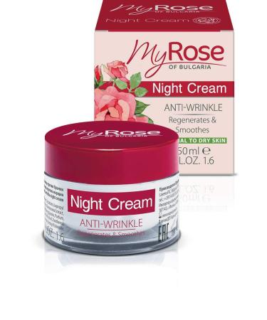 of Bulgaria Anti-wrinkle Night Cream with Hyaluronic acid Rosa Damascena extract vitamins A & E 50ml Paraben free by Lavena My Rose