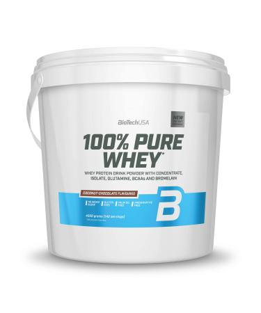 Biotechusa 100% pure whey |Protein powder with BCAA and glutamine |Gluten -free palm oil -free |21g protein per portion 4 kg coconut chocolate coconut chocolate 4 kg