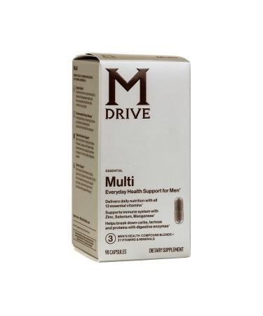 Mdrive Multivitamin for Men, Daily Multivitamin - Immune Health Support from Zinc, Selenium, Manganese & Vitamin D, Enzymes for Digestive Support, CoQ10 for Energy and Vitamin K2, 90 Capsules