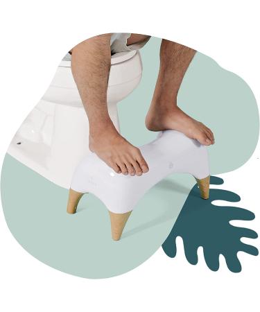 TUSHY Ottoman: Premium Toilet Stool for Modern Bathroom | Improve Bowel Health & Relieve Constipation | 9 Tall, White/Bamboo - Buy Online on GoSupps.com