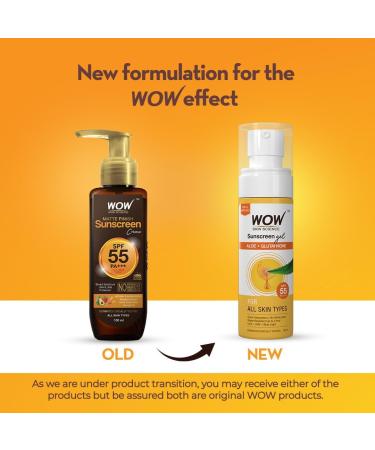 W OW Skin Science Sunscreen SPF 55 PA+++ | Ultra Light Matte Finish | UVA & UVB Protection for All Skin Types | 3.38 Fl Oz | International Shipping Available - Buy Online on GoSupps.com