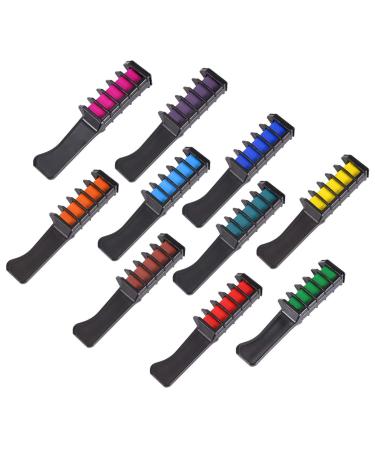 Lurrose 1 set / 10 pieces disposable hair chalk Temporary hair circular pencils Haircoveret Washable hair chalk non-toxic hair dye for children's hair dye parties