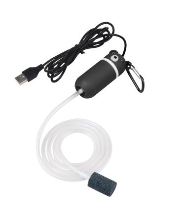 USB air pump aquarium quiet oxygen pump aquarium mini portable oxygen air pump with 1.5m network cable 1 air stone 1 silicone hose and oxygen pump aquarium accessories black