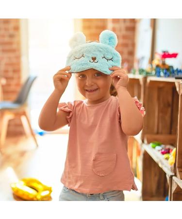 ULIFEMALL Cute 10 Rabbit Blue Sleeping Mask - Soft Fluffy Plush Bunny Blindfold for Kids, Girls, Boys, Women - Perfect for Night, Nap, Travel, Meditation - Buy Online on GoSupps.com