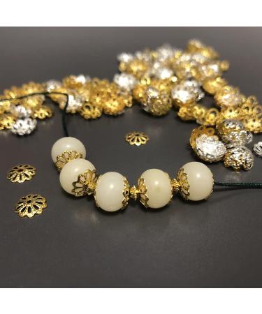 FAZHBARY 720 PCS Filigree Bead Caps | Gold & Silver Flower Caps for DIY Crafts - Buy Online on GoSupps.com