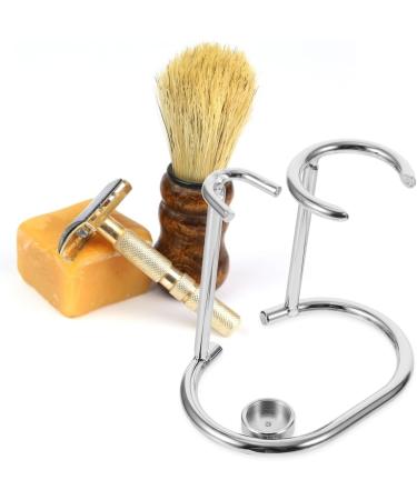 Minkissy Shaver Holder Set | Metal & Wood Razor Stand for Men | Shaving Brush Organizer | 2-Pack Safety Razor Kit 9x6.5cm - Buy Online on GoSupps.com