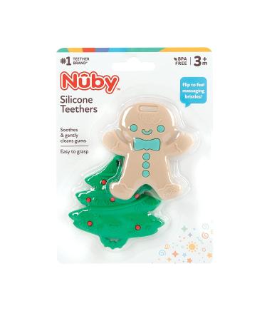 Nuby Silicone Holiday Tree & Gingerbread Man Teether 2 Pack for Babies 3+ Months - Buy Online on GoSupps.com