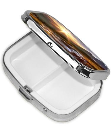 Mountain Sunrise Landscape Pill Case | Cute Travel Pill Organizer - 2 Compartment Small Pill Box for Purse & Gifts - Buy Online on GoSupps.com