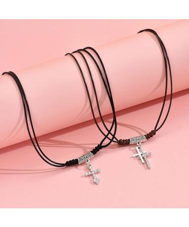 Oralgos Gothic Strass Cross Necklace - Handmade Vintage Collarbone Chain for Girls - Unique Metal Gift - Buy Online on GoSupps.com